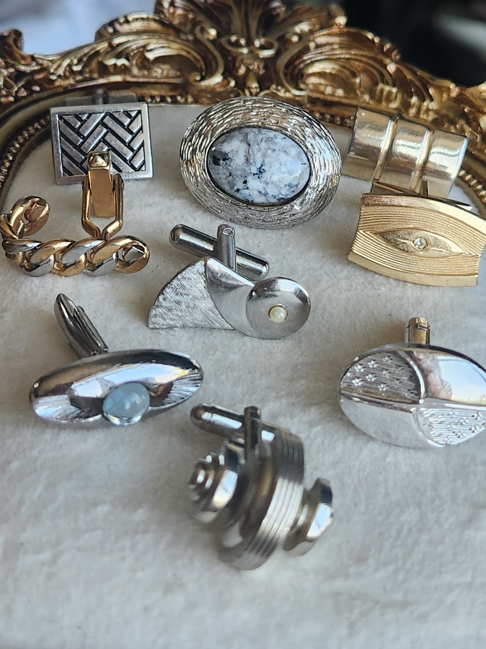 Estate Lot 9 VTG Single Art Deco Cuff Links MCM Craft Repair
